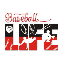 Baseball Life Hotfix Rhinestone Advanced PU Transfer